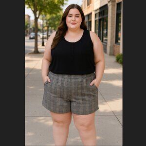 Torrid Tank Top 5X 28 Black Challis Henley Sleeveless Blouse Casual Button NWT